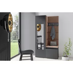   Blum 13 kárpitozott előszobafal tükörrel, grafit - barna 07