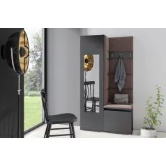   Blum 13 kárpitozott előszobafal tükörrel, grafit - barna 08