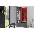 Blum 13 kárpitozott előszobafal tükörrel, grafit - piros 09 - egyedi