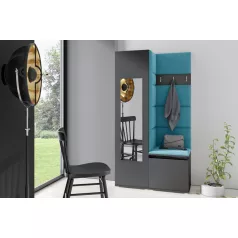   Blum 13 kárpitozott előszobafal tükörrel, grafit - azúr 13 - egyedi