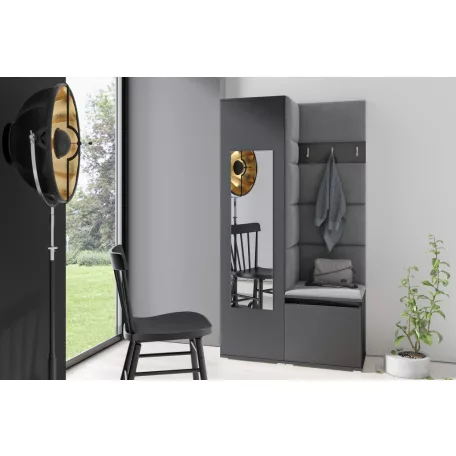 Blum 13 kárpitozott előszobafal tükörrel, grafit - szürke 15