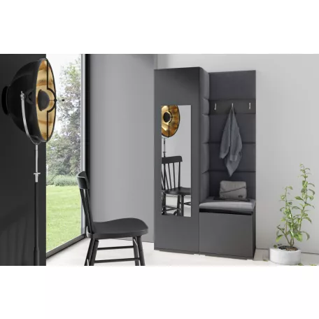 Blum 13 kárpitozott előszobafal tükörrel, grafit - fekete 16