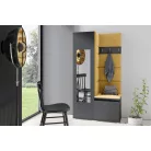 Blum 13 kárpitozott előszobafal tükörrel, grafit - sárga 18 - egyedi
