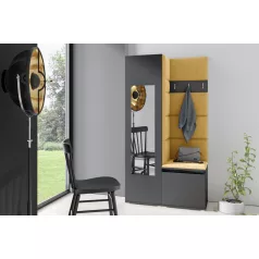   Blum 13 kárpitozott előszobafal tükörrel, grafit - sárga 18 - egyedi