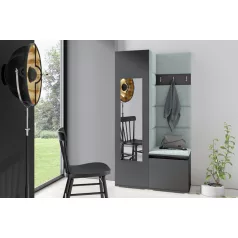   Blum 13 kárpitozott előszobafal tükörrel, grafit - menta 21 - egyedi