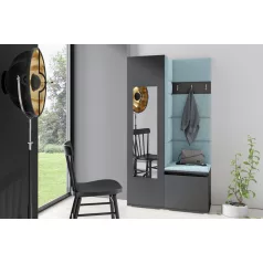   Blum 13 kárpitozott előszobafal tükörrel, grafit - aqua 22 - egyedi