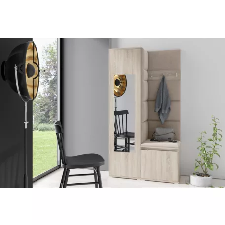 Blum 13 kárpitozott előszobafal tükörrel, sonoma - bézs 03