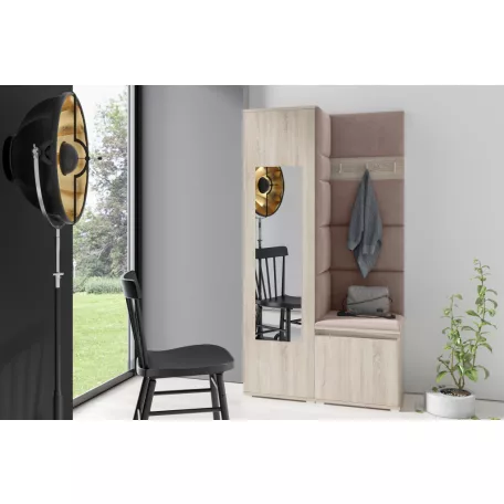 Blum 13 kárpitozott előszobafal tükörrel, sonoma - barna 05