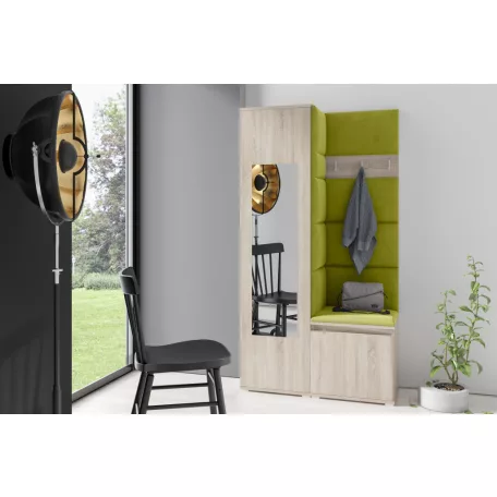 Blum 13 kárpitozott előszobafal tükörrel, sonoma - zöld 12 - egyedi