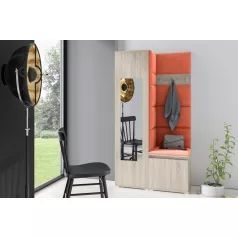   Blum 13 kárpitozott előszobafal tükörrel,  sonoma - narancssárga 17 - egyedi