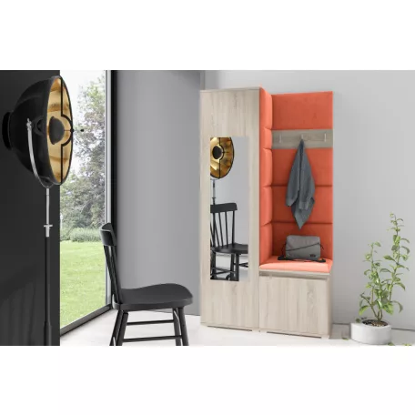 Blum 13 kárpitozott előszobafal tükörrel,  sonoma - narancssárga 17 - egyedi