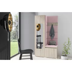   Blum 13 kárpitozott előszobafal tükörrel, sonoma - rózsaszín 19 - egyedi