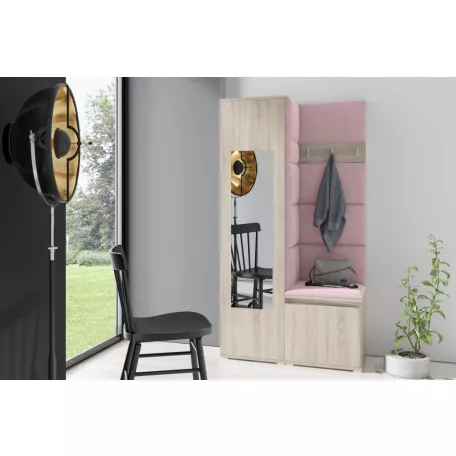 Blum 13 kárpitozott előszobafal tükörrel, sonoma - rózsaszín 19 - egyedi