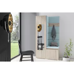   Blum 13 kárpitozott előszobafal tükörrel, sonoma - aqua 22 - egyedi