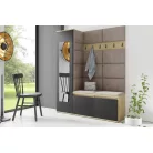 Blum 14 kárpitozott előszobafal tükörrel, artisan/fekete - bézs 03