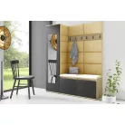 Blum 14 kárpitozott előszobafal tükörrel, artisan/fekete - sárga 18 - egyedi