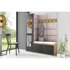 Blum 14 kárpitozott előszobafal tükörrel, artisan/fekete - rózsaszín 19 - egyedi