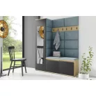 Blum 14 kárpitozott előszobafal tükörrel, artisan/fekete - aqua 22 - egyedi