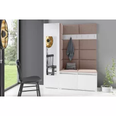   Blum 14 kárpitozott előszobafal tükörrel, fehér - barna 05