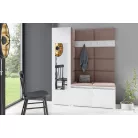 Blum 14 kárpitozott előszobafal tükörrel, fehér - barna 06