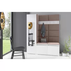   Blum 14 kárpitozott előszobafal tükörrel, fehér - barna 06