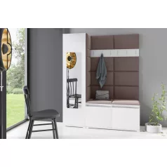   Blum 14 kárpitozott előszobafal tükörrel, fehér - barna 08