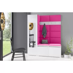   Blum 14 kárpitozott előszobafal tükörrel, fehér - pink 10 - egyedi