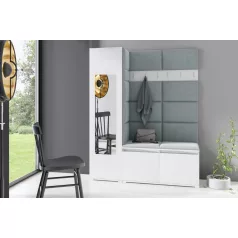   Blum 14 kárpitozott előszobafal tükörrel, fehér - világosszürke 14