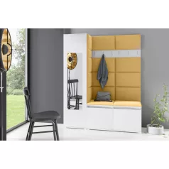   Blum 14 kárpitozott előszobafal tükörrel, fehér - sárga 18 - egyedi