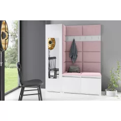   Blum 14 kárpitozott előszobafal tükörrel, fehér - rózsaszín 19 - egyedi