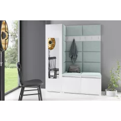   Blum 14 kárpitozott előszobafal tükörrel, fehér - menta 21 - egyedi