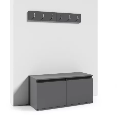 Blum 14 kárpitozott előszobafal tükörrel, grafit - krém 01