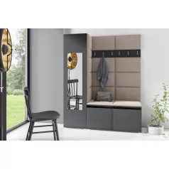   Blum 14 kárpitozott előszobafal tükörrel, grafit - bézs 03