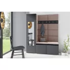 Blum 14 kárpitozott előszobafal tükörrel, grafit - barna 05