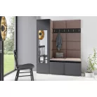 Blum 14 kárpitozott előszobafal tükörrel, grafit - barna 06