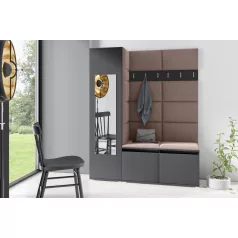   Blum 14 kárpitozott előszobafal tükörrel, grafit - barna 06