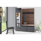 Blum 14 kárpitozott előszobafal tükörrel, grafit - barna 07