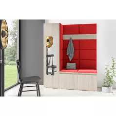   Blum 14 kárpitozott előszobafal tükörrel, sonoma - piros 09 - egyedi