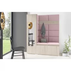   Blum 14 kárpitozott előszobafal tükörrel, sonoma - rózsaszín 19 - egyedi