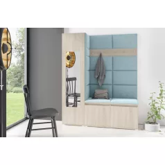   Blum 14 kárpitozott előszobafal tükörrel, sonoma - aqua 22 - egyedi