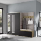 Blum 15 kárpitozott előszobafal tükörrel, artisan/fekete - bézs 03