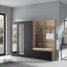 Blum 15 kárpitozott előszobafal tükörrel, artisan/fekete - bézs 04