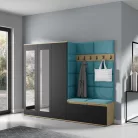 Blum 15 kárpitozott előszobafal tükörrel, artisan/fekete - azúr 13 - egyedi