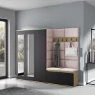 Blum 15 kárpitozott előszobafal tükörrel, artisan/fekete - rózsaszín 19 - egyedi