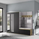 Blum 15 kárpitozott előszobafal tükörrel, artisan/fekete - ezüst 32 - egyedi