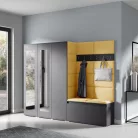 Blum 15 kárpitozott előszobafal tükörrel, grafit - sárga 18 - egyedi