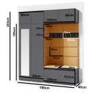 Blum 16 kárpitozott előszobafal tükörrel, grafit - krém 01