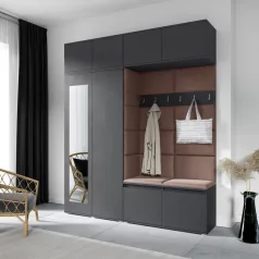   Blum 16 kárpitozott előszobafal tükörrel, grafit - barna 07