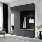 Blum 16 kárpitozott előszobafal tükörrel, grafit - fekete 16