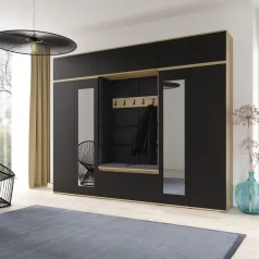   Blum 17 kárpitozott előszobafal tükörrel, artisan/fekete - fekete 16